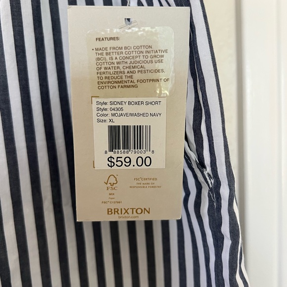 Brixton Black and White Striped Shorts - Picture 6 of 6